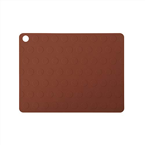 OYOY Living Design 2er Set Platzset/Tischset abwischbar aus 100% Silikon Nutmeg Braun - für Erwachsene und Kinder - Doto Placemat Rechteckig 45x32 cm rutschfest Abwaschbar
