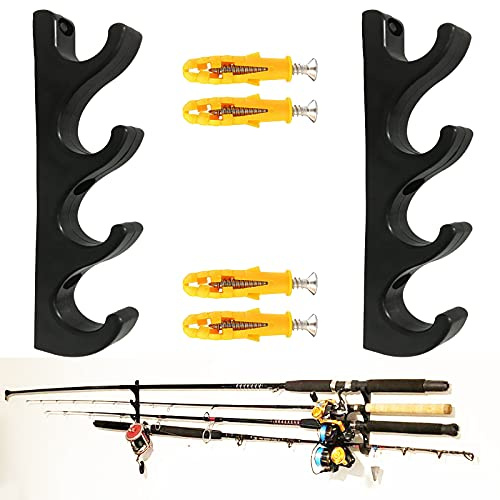 AUXPhome Support horizontal pour canne à pêche, plastique, ouverture de 3,8 cm, peut contenir 4 cannes, assemblage facile, gain de place