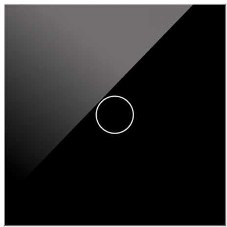 WESA - Conmutado Táctil de cristal Negro empotrable Simple, Caja de cristal con pantalla táctil, con material de montaje y con indicador LED. Fácil de Instalar. FCM-11-B