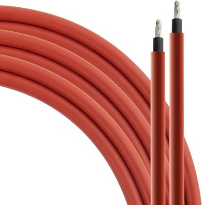 SeKi Solarkabel 4mm² 20 Meter H1Z2Z2-K rot PV Leitung für Solarmodule; bis 1500V; flexibel, doppelte Isolierung, reines Kupferkabel; Ring