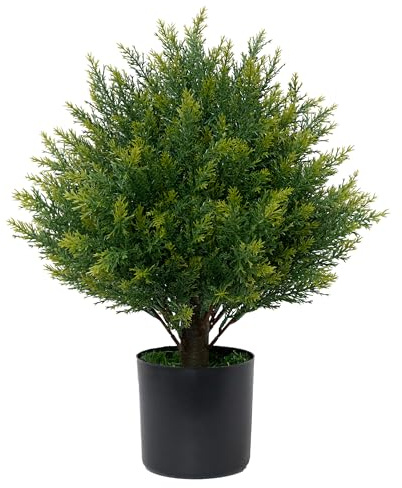 Artificial Topiary Ball Tree 19''T Faux Little Bush Ball Tree UV Resistant Shrub Potted Artificial Plant for Outdoor Indoor Front Porch Garden