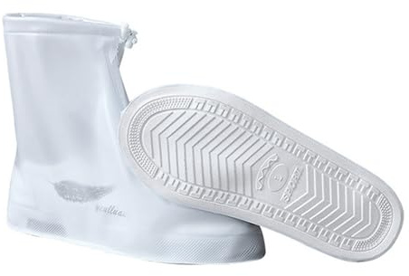 YOUNLEN Waterproof Shoe Covers Rainproof shoe covers Silicone shoe covers Keeps shoes dry in rainy days Suitable for outdoor walking and cycling（Transparent white）