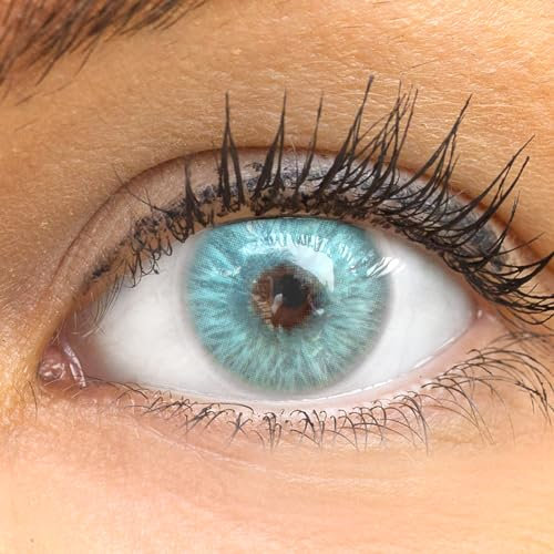 GLAMLENS lentillas de color - bleu Catania Ice Blue + contenedor. 1 par (2 piezas) 90 Días Sin Graduación 0.00 dioptrías blandos Lentes de contacto bleu de hidrogel de silicona s