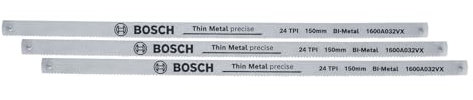 Bosch Hojas Sierra Metales precisas 150 mm, 3 Piezas (24 TPI; Hoja bimetálica Duradera Cortes precisos en Metal, plástico y Madera Blanda; Dientes Sierra Duros)
