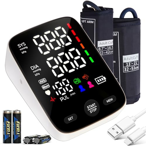 EfficVerwal Blood Pressure Monitor Upper Arm,Accurate Digital BP Machine for Home Use,2-User 240 Sets Memory,2 M/XL Cuffs (8.7-21),Large Backlit LED,Lifetime Support