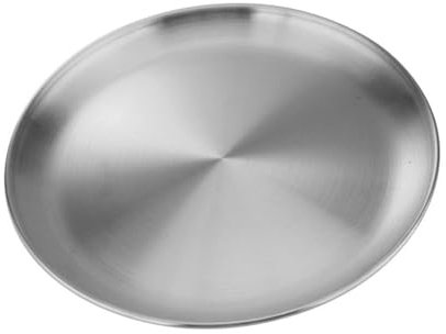 Piatti da portata impilabili in acciaio inox di 2 dimensioni con fondo antiscivolo per campeggio, feste, stoviglie in metallo