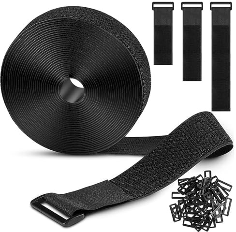 poraceous kardborreband, 5 m kardborreband, kardborrband med 25 spänne, kan skäras till mått och kan återanvändas svart, fritt klippas, perfekt för kablar, slangar, rör med mera
