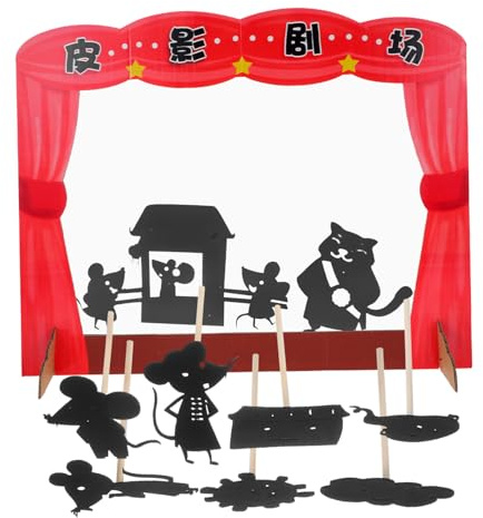 OFFSCH Handmade Shadow Puppet Theatre Kit for Kids with Traditional Chinese Puppetry Tools, Paper and Wood Materials, Educational Play and Storytelling Fun for Preschool Random Color