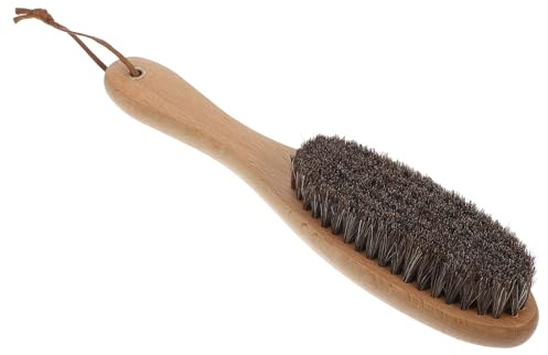 KOMBIUDA Brosse à Poussière en Crin de Cheval Doux avec Manche en Bois – Brosse à Peluches Ergonomique pour Vêtements et Costumes – Outil Léger pour Dépoussiérage Précis du Corps et