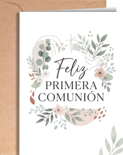 Tarjeta de Primera Comunión – Regalo de Primera Comunión para Niño, Niña, Nieto o Nieta – Tarjeta de Recuerdo con Sobre para hijo, hija, sobrino, sobrina, ahijado, ahijada - EU 315