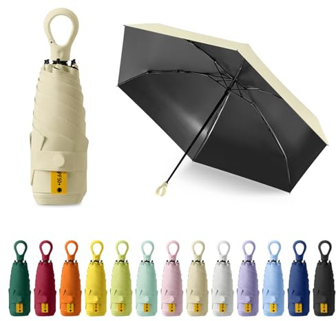 FESDMOH Mini Parapluie de poche, Parapluie Pliant, Ultra-léger, Compact, Parasol portable, Boîte à Parapluie Capsule, pour Hommes et Femmes