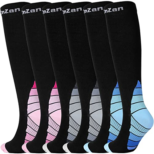 AoToZan Kompressionsstrümpfe Damen Herren, 3 Paare Sport Kompressionssocken 20-30 mmHg Stützstrümpfe Compression Socks Laufstrümpfe Kompression (S-M)