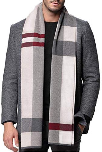 MAKFORT Men's Long Warm Vogue Acrylic Wool Scarf Soft Comfortable Fall/Winter Cadeau de Noël pour Amis et famille