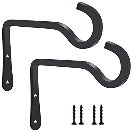 HH-LIFE 2 Stück 15x10 cm, Schwarze Metall Wandhaken Hänge Halterungen, Pflanzenaufhänger Haken für den Innen und Außenbereich, Haken für Vogelfutterspender, Pflanzgefäße, Laternen, Windspiele