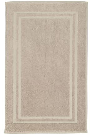 La Maison 100% Cotton Super Soft and Absorbent Bath Mat Shower Mat 50cms x 80cms Hotel Frame Stripe Border (Stone)