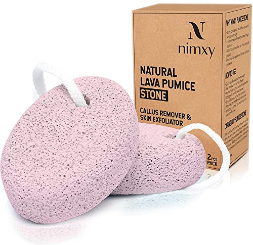 NIMXY Pimpsten för fötter och händer 2 st – fötter hård hudborttagare – fotskrubbare för borttagning av död hud – naturlig fotfil och förhårdnader för hud exfoliering (rosa)