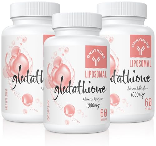 Liposomales Glutathion 1000 mg pro Portion – Reduziertes L-Glutathion mit Vitamin C & Hyaluronsäure, Glutenfrei, Gentechnikfrei, 180 Kapseln