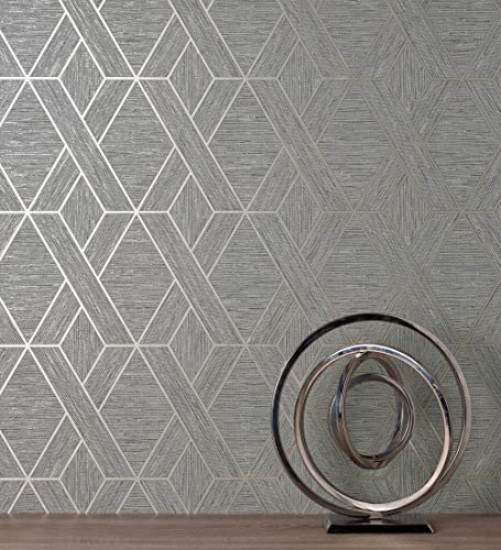 GAULAN 500681976 - Papel pintado vinílico lavable geométrico trenzado de líneas metalizadas imitando al textil para pared salón cocina baño comedor - Muestra DIN A4