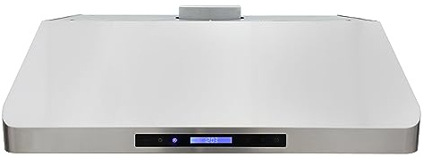 DUURA Elite Range Hood Under Cabinet Installation with Exhaust Duct Touchscreen LED Lights 4-Speed Fan with Remote Control and Dishwasher Safe Filter, 30-Inch, Metallic