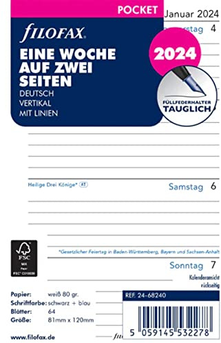 FILOFAX Calendar Insert Pocket 1 Week on 2 Pages Vertical (German) 2024