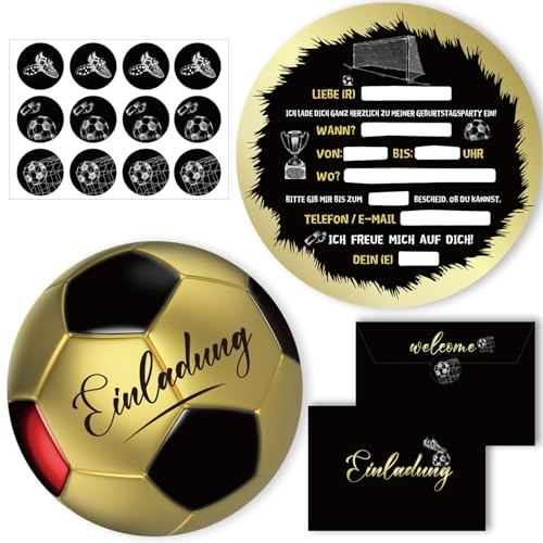 Invitación de Cumpleaños de Fútbol, 12 Tarjetas de Invitación con 12 Sobres | Decoración de Cumpleaños, Tarjetas de Invitación de Fútbol, Invitación de Cumpleaños para Todos los Amantes del Fútbol