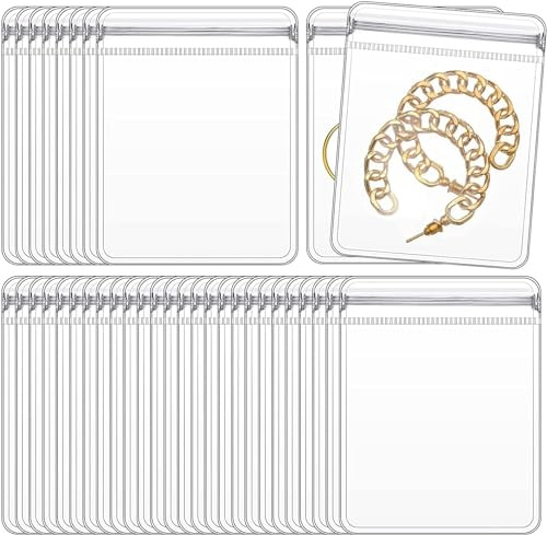 GSXRB Square PVC Bracelet Organizer Bag Clear Zipper Bags Anti Oxidizing Earrings Storage Bags for Storage Jewelry Packing Bags(100pcs 4.33 * 4.33 IN)