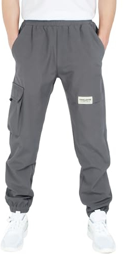 CAMLAKEE Niños Impermeables Caparazón Blando Trekking al Aire Libre Pantalones Tipo Jogging Tipo Cargo