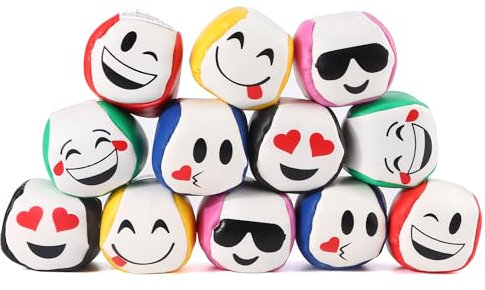 Jonglierbälle 12er Set, 5cm Jonglierbälle für Anfänger,Juggling Balls for Beginners Jonglierbälle Kinder, Langlebige und weiche PU Leder Jonglierbälle für Erwachsene Kinder Anfänger Outdoor Spielzeug