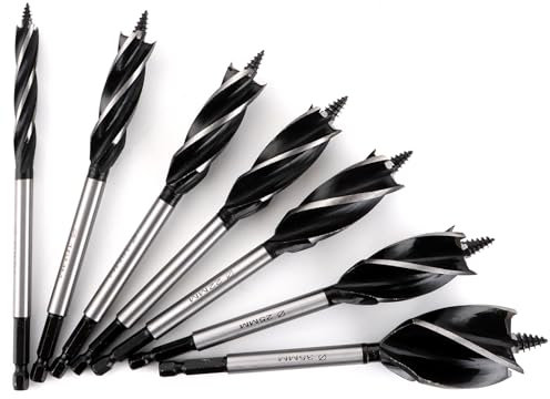 Oungy 7 Stück Holzbohrer Set Holz, Schlangenbohrer Set mit Sechskantschaft, Schneller Schnitt Holzbohrer 12mm, Holzbohrer 20mm für Holz und Kunststoff, inkl 10mm, 16mm, 18mm, 20mm, 22mm, 25mm, 35mm