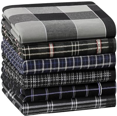 HOULIFE Men’s Handkerchiefs, Black Cotton Handkerchiefs for Men, 17x17 (Multicolor - 6PCS)