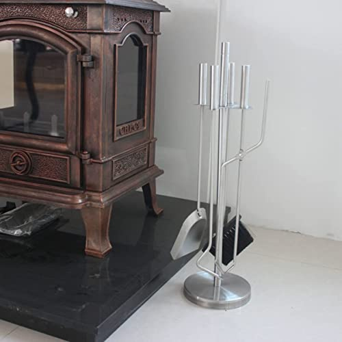 Fireplace Tool Set,Fireplace Tool Set Silver Stainless 5 Pcs Fireplace Tool Set 26 in Utility Fire Place Tool Fireset Fire Pit Chimney Tool Kit Fireplace Accessories with Poker/Shovel/Broom/