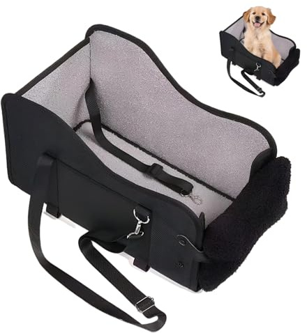 Dog Car Seat, Black Booster Seats for Small Dogs, Puppy Car Seat with Safety Belt, Detachable Washable for Small Up to 7KG