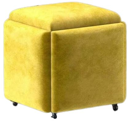 Generico Sedia a cubo con poggiapiedi impilabile, sgabelli combinati con ruote, sgabello da toeletta, for piccoli spazi, soggiorno, sala da pranzo (45x45x45 cm)(Color 4,45x45cm)