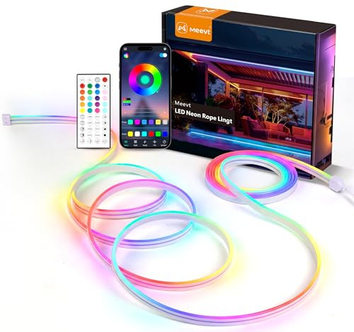 Meevt 20M Striscia LED Neon RGB, IP65 24V Neon Luci LED per Esterni Festa