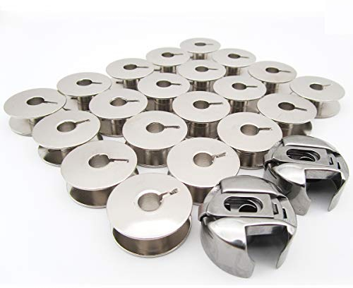 CKPSMS Marke-Set mit 20Stück Spulen &2Stück Spulenkapsel#9033S 20PCS+BC-PF9076-NBL 2PCS Kompatibel mit PFAFF 138, 238, 438, 1222 Nähmaschinen