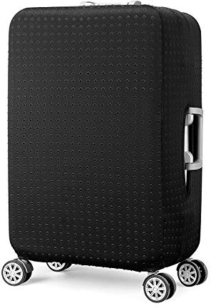 EBETA Elastisch Kofferhülle Kofferschutzhülle Gepäck Cover Reisekoffer Hülle Koffer Schutzhülle Luggage Cover mit Reißverschluss und Band, Schwarz (M 24Zoll)