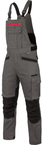 WÜRTH MODYF Arbeitslatzhose Nature - professionelle Arbeitshose für Herren - Latzhose mit Knieschutztaschen - in der Größe 66 in Grau