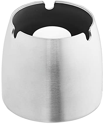 Relaxdays Aschenbecher, rostfreier Edelstahl, draußen und drinnen, rutschfest, Windaschenbecher HxD: 7,5 x 8 cm, silber, 1 Stück