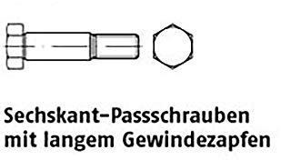 Sechskant-Paßschrauben DIN 609 10.9 M 24 x 85 VE=S 1 Stück