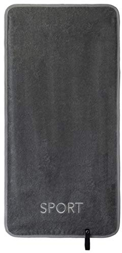 Brandsseller Sporthandtuch Fitnesshandtuch mit gesticktem Sport Logo 100% Baumwolle Frottierqualität 40x80 cm Grau
