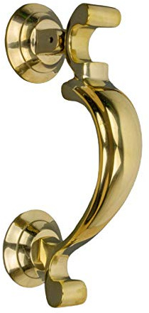 Gold Doctor Door Knocker for Front Door | Polished Solid Brass Gold Knockers with Strike Plate | UPVC | Doctor Front Door Furniture with a Unique Design