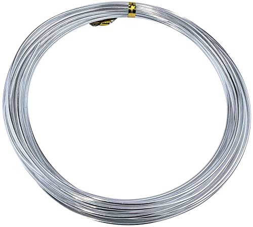 AERZETIX - C54967 - Rotolo/bobina/cordone filo di ferro metallico flessibile decorativo 1.5mm x 5.5m in alluminio - colore argento - filo ritorto - per fiori gioielli hobby progetti creativi