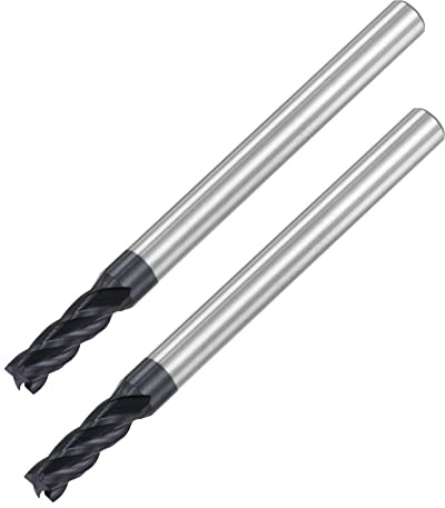 sourcing map Square Nose End Mill, 3.5mm Tip Dia Solid Carbide AlTiN Coated CNC Router Bits 4 Flute Spiral Milling Cutter HRC45 with 4mm Shank 50mm (2-inch) Length, 2pcs