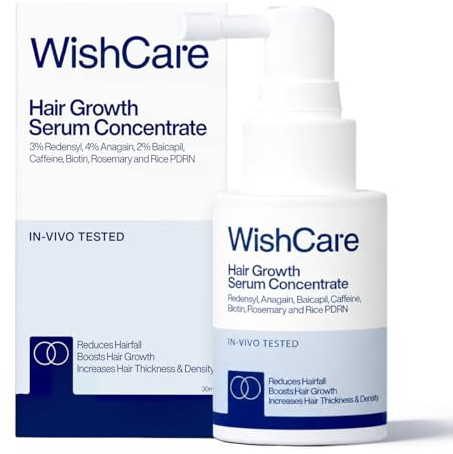 WishCare Hair Growth Serum Concentrate - Rosemary, 3% Redensyl, 4% Anagain, 2% Baicapil, Caffeine, Biotin, Plant Keratin & Rice Water
