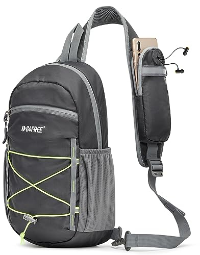 G4Free Sac à dos à bandoulière avec blocage RFID avec poche avant pour randonnée, sac de poitrine pour homme et femme, gris foncé, Taille unique