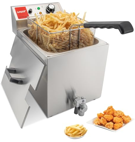 Valgus Friteuse Professionnelle électrique en acier inoxydable 3300W 13L Friteuse Grande Capacité avec panier et couvercle, système de vidange