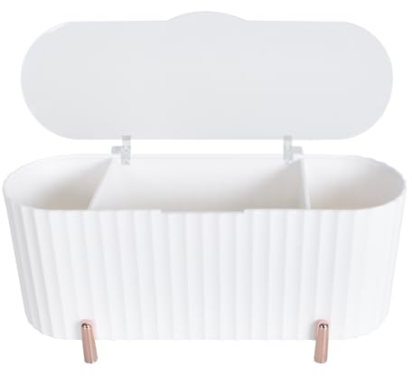 Naapesi Makeup Pads Organizer, 3 Fächer Wattepadhalter Wattestäbchenhalter, Wattepads Aufbewahrung Wattepadspender, Wattebällchen Behälter mit Deckel für Schlafzimmer, Badezimmer, Schminktisch (Weiß)