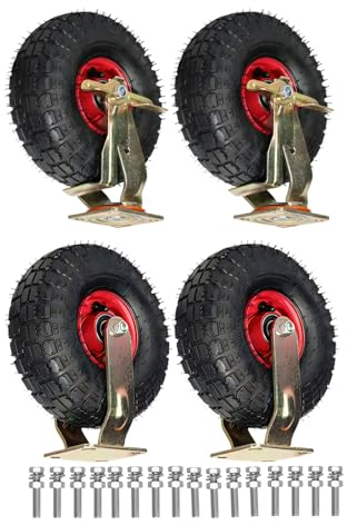 4 PC Ruedas Industriales De Transporte, Ruedas De Fijo Universales De 200/250MM Resistente Al Desgaste Rodamientos Dobles, Giratoria Ruedas Pivotantes Con Freno Muebles Aparato