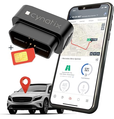 Cynatix GPS Tracker 1-Jahres-Komplettpaket ohne ABO für Auto, LKW, Transporter, Wohnmobil mit Echtzeit-Ortung Live Tracking inkl. SIM-Karte