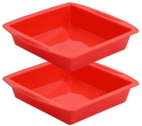 Litinliv 2 Pièces Moule a Gateau Silicone, Cuisson Moules à Gâteaux Carré Silicone, Antiadhésif Moule Réutilisables pour Gateau, Pâtisseries, Moule à Gâteau en Couches, Fête, 26 x 24 x 6 CM
